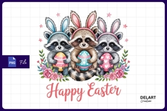 Raccoons with easter eggs Sublimation PNG Product Image 1