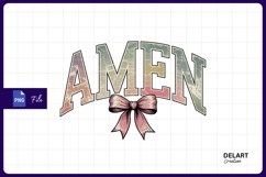 Amen text design with pink bow Sublimation PNG Product Image 1