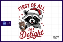 Delightful raccoon with santa hat Sublimation PNG Product Image 1