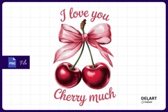 Cherry much valentines day card Sublimation PNG Product Image 1