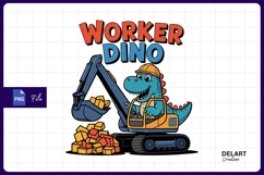 Cartoon dinosaur operating excavator Sublimation PNG Product Image 1
