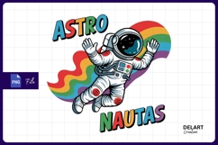 Retro astronaut with rainbow Sublimation PNG Product Image 1