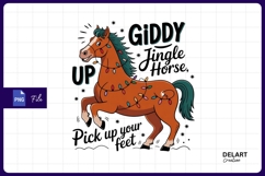 Festive jingle horse cartoon sublimation PNG Product Image 1