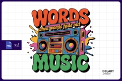 Retro boombox words music sublimation Png Design Product Image 1