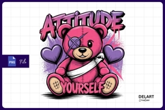 Pink teddy bear attitude graphic illustration Png Design Product Image 1