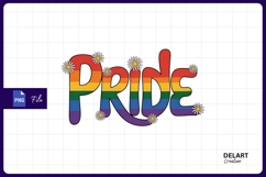 Rainbow pride text with daisies sublimation Png Design Product Image 1