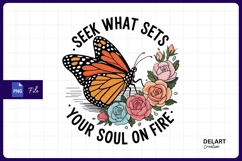 Butterfly roses seek your soul fire sublimation Png Design Product Image 1