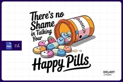 Cartoon happy pills mental health illustration sublimation Product Image 1