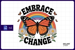 Embrace change retro butterfly rainbow Sublimation Png Product Image 1