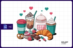 Cute cartoon sweets and treats arrangement Png Design Product Image 1