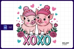 Cute valentine pigs with hearts sublimation png Product Image 1