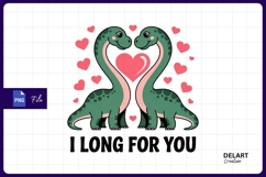 Cute dinosaur couple in love Sublimation Png Design Product Image 1