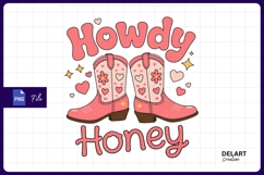 Howdy honey pink cowboy boots sublimation png Product Image 1