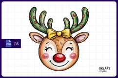 Cute reindeer face with bow sublimation Png Design Product Image 1