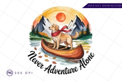 Golden retriever dog canoeing adventure sublimation png Product Image 1