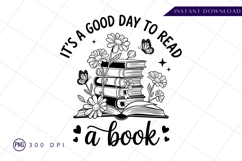 Good day reading books flowers sublimation Png Design Product Image 1