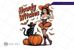 Howdy witches halloween pinup sublimation Png Design Product Image 1