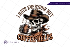 Cowboy skeleton coffee lover graphic Sublimation Png Product Image 1