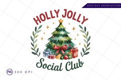 Holly jolly social club christmas Sublimation Png Design Product Image 1