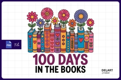 100 days in the books sublimation Png Design Product Image 1