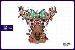 Festive moose with lights sublimation Sublimation Png Product Image 1