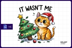 Guilty cat christmas tree sublimation Png Design Product Image 1