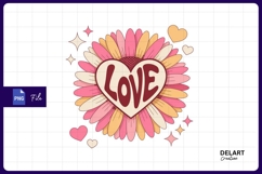 Retro love flower sublimation Png Design Product Image 1