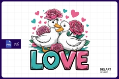 Love ducks with roses sublimation Png Design Product Image 1