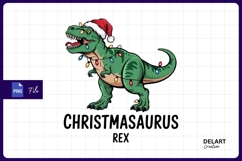 Christmasaurus rex dinosaur with santa hat Png Design Product Image 1