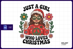 Hippie girl loves christmas sublimation Png Design Product Image 1