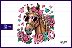 Horse with hearts roses and xoxo sublimation Png Design Product Image 1