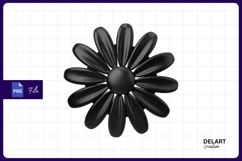 Black glossy daisy green background sublimation Png Product Image 1