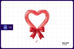 Red heart balloon with ribbon sublimation Png Design Product Image 1