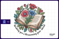 Blooming flowers from open book sublimation Png Design Product Image 1