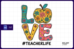 Teacher life colorful love apple illustration Png Design Product Image 1