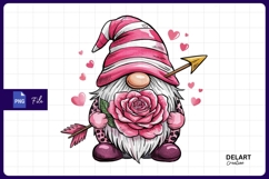 Valentine gnome holding rose arrow sublimation Png Design Product Image 1
