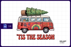 Christmas tree on hippie van sublimation Png Design Product Image 1