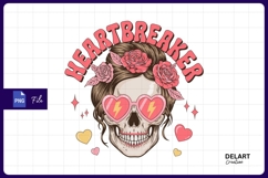 Heartbreaker skull with roses sublimation png Design Product Image 1