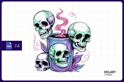 Spooky coffee skull illustration for sublimation Png Design Product Image 1