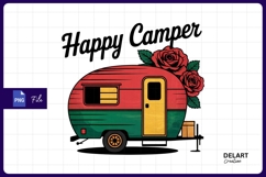Happy camper trailer with roses sublimation Png Design Product Image 1