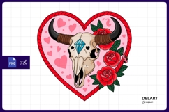 Diamond skull with roses in heart sublimation Png Design Product Image 1