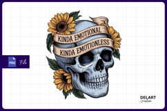 Skull with sunflowers emotional emotionless sublimation png Product Image 1