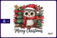 Christmas owl with santa hat sublimation PNG Product Image 1