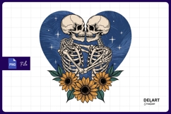 Skeletal lovers in heart with sunflowers sublimation PNG Product Image 1