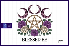 Pagan pentacle with roses moons sublimation png Product Image 1