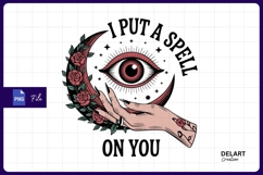 Witchy spell illustration with crescent moon and roses PNG Product Image 1