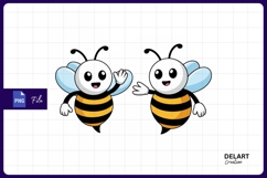 Cute cartoon bees waving illustration sublimation png Product Image 1