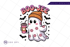 Cute halloween ghost with coffee sublimation png Product Image 1
