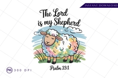 Cartoon sheep psalm 23 sublimation png Product Image 1