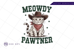 Cowboy cat meowdy pawtner sublimation png Product Image 1